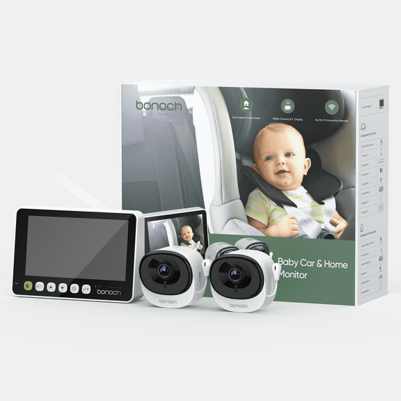 bonoch 2-in-1 Car Home Dual-Use Baby Monitor, 5" 1080P Wireless Car Cameras