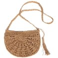 thumbnail image 1 of Bolso de paja, Bolso de paja, Bolso de cesta, Bolso de hombro tejido a mano puro Fason LN-1765, 1 of 5