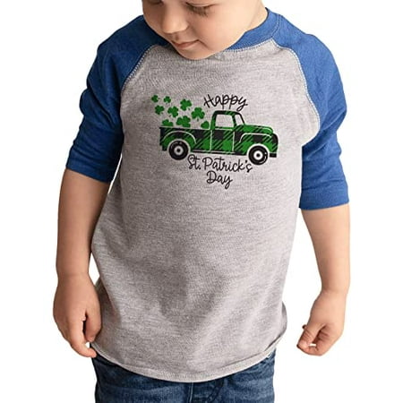 

7 ate 9 Apparel Kids St. Patrick s Day Shirts - Green Clover Plaid Truck Blue Shirt 18 Months