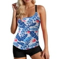 thumbnail image 3 of DHFJKG Tankini Swimsuits For Women Floral Print 2 Piece Swimwear Set Adjustable Straps Swim Tank Top With Boyshorts Bottom Holiday Beachwear, 3 of 9