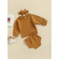 thumbnail image 3 of Kiapeise 0-24M Infant Girl Boy Clothes Set Solid Round Neck Long Sleeve T-shirt+Triangle Shorts+Headband Spring Summer 3pcs, 3 of 8