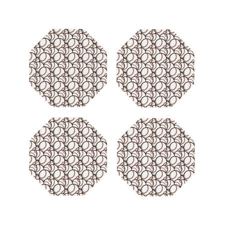 

Pofeuu Cute Baseball Print Coasters for Drinks 4Pack PU Leather Coasters Bar Drink Coasters for Tabletop Protection Furniture from Damage-Octagon