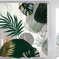 thumbnail image 1 of Abstract Tropical Leaves Shower Curtain Set 71Wx71H Inches Summer Monstera Palm Botanical Plant Emerald Green Modern Polyester Waterproof Cloth Bathroom Curtain with 12 Hooks, 1 of 1