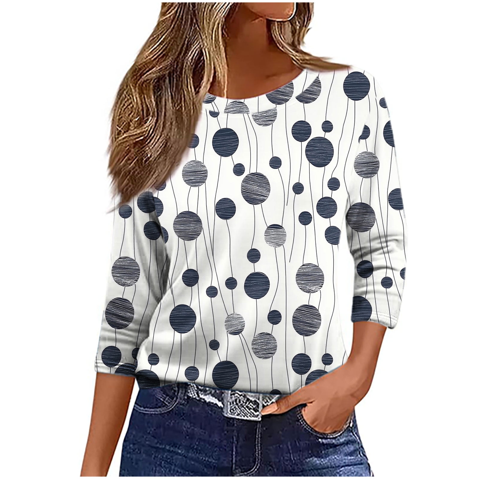 Fall Blouses for Women 2025 Women's Shirts and Blouses Womens 3/4 Sleeve T Shirts Blouses Tunic New Arrivals Trending Gifts