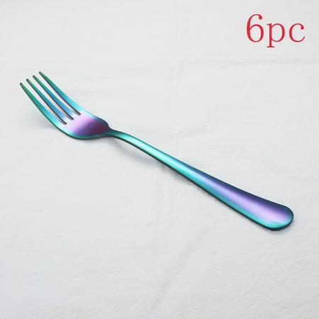 

Fall Decor 6 Piece Stainless Steel Kitchen Flatware Modern Dessert Forks Service For Colorful Silverware Utensils Cutlery Dishwasher Multicolor