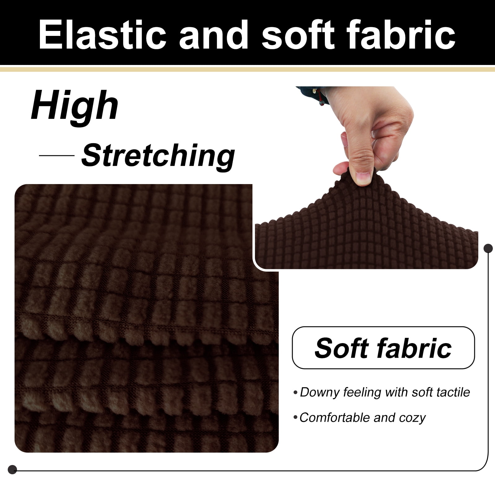 U-NICE HOME 3 Pieces Stretch Loveseat Cover Couch Cover Sofa Cover Washable Sofa Slipcover With Individual Seat Cushion for 2 Cushion Couch Sofa Pet Friendly, Chocolate