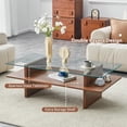 thumbnail image 4 of LKTART 47" Rectangle 2-Tier Glass Coffee Table, Modern Tempered Glass Top with Walnut Wood Base Accent Center Table for Living Room Apartment Study, 4 of 7