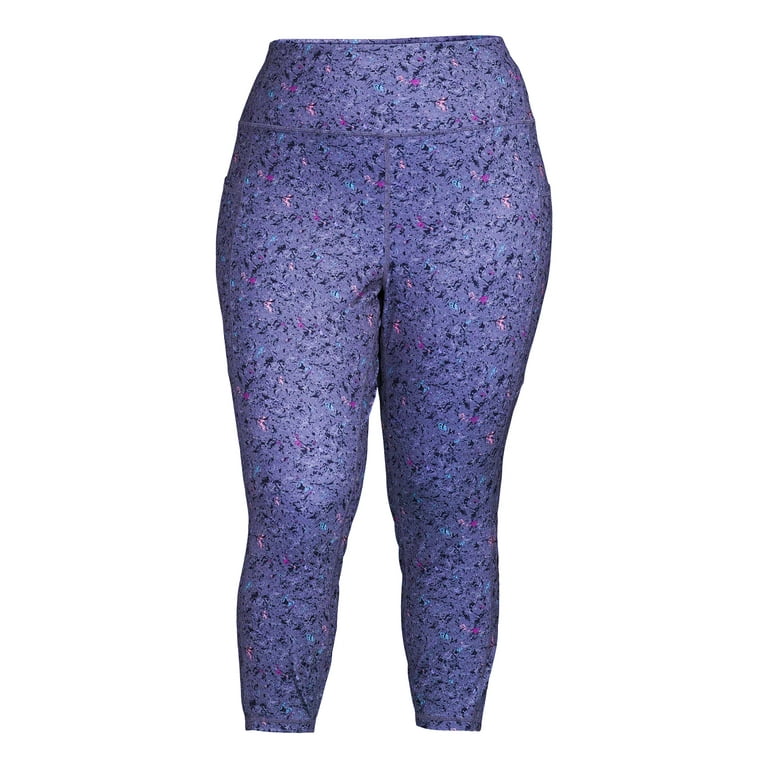 Reebok Women's Plus Size Printed High Rise 7/8 Leggings with Side