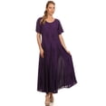 thumbnail image 5 of Sakkas Hailey Cap Sleeve Caftan Long Embroidered Stonewashed Dress - Purple - S/M, 5 of 5