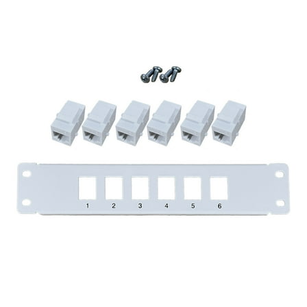 Patch Panel 6 Port CAT6 with Inline Keystone 10G Pass-Thru Coupler Patch Panel