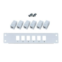 6 Port Straight-through CAT6 Patch Panel RJ45 Network Cable Adapter Keystone Jack Ethernet Distribution Frame UTP 19in