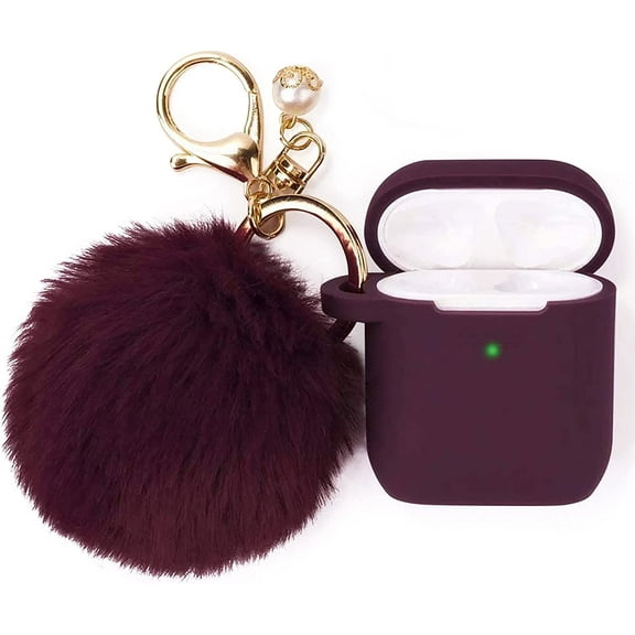 V-Moro Case Cover for AirPods 2/1 Silicone,Shockproof Cute Protective Cover,Charging Case With plush Keychain