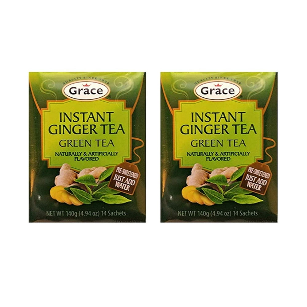 Grace Instant Ginger PreSweetened Green Tea (2 Pack, Total of 280g