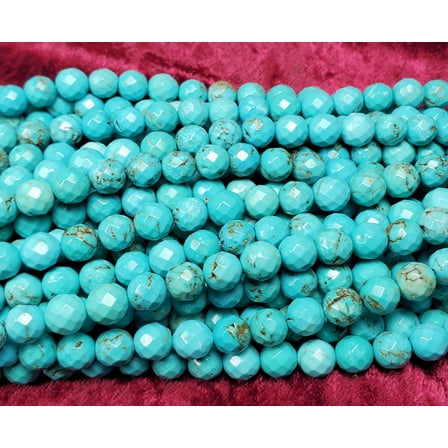 8mm Light Blue Howlite Turquoise Faceted Round Beads ForJewelry Making