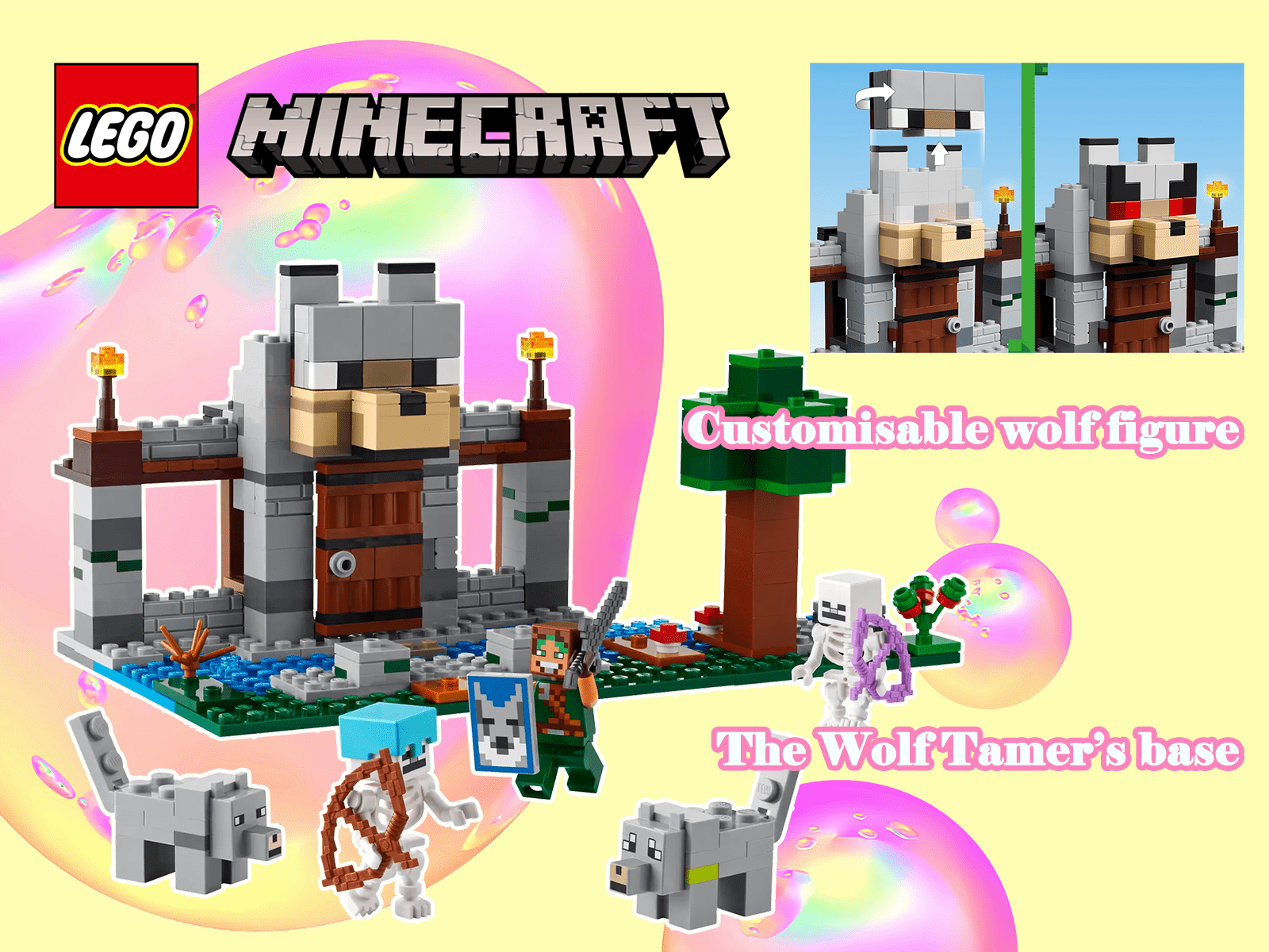 LEGO Minecraft 21261 The Wolf Stronghold Building Set – 312 Pieces Fortress & Forest Adventure