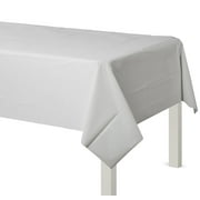 Party City Plastic Table Cloth for Rectangle Tables, 54" x 108" (White) - Go Brightly Classic Disposable Tablecloth & Table Covers for Parties - Premium Party Supplies