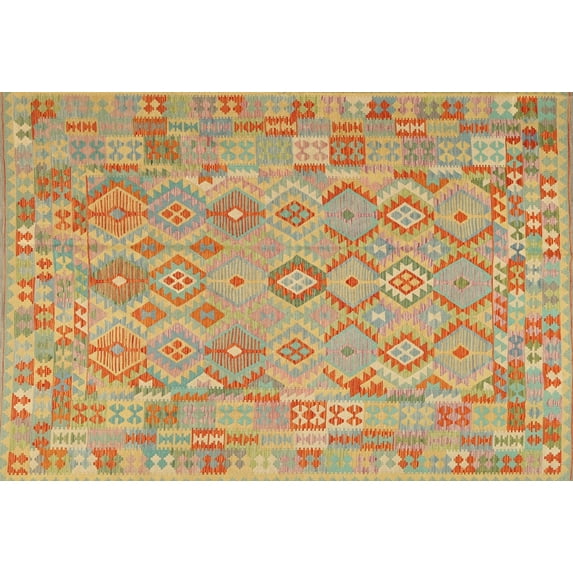 Ahgly Company Indoor Rectangle Contemporary Orange Southwestern Area Rugs, 5' x 7'