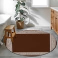 thumbnail image 4 of Coffee Brown Greek Key Large Area Rugs for Bedroom Living Room, Soft Non Slip Carpet Bedside Rug, Geometric Greece Ancient Farmhouse Geo Round Floor Cover Kitchen Accent Rug 4' for Dining Room/Office, 4 of 9