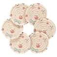 thumbnail image 2 of Haosy Set of 6 Drink Woven Coaster with Holder Heat Resistant Non-Slip Bar Coasters 4 Inches Cute Dogs Cherry Bow, 2 of 7