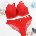 thumbnail image 3 of DONDPO Bras for Women Women's Bra and Panty Sets Lace 2 Piece Bra and Thong Set Underwire Bra Underwear Set Bra and Panty Sets for Women Red 90B, 3 of 3