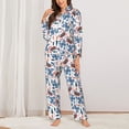 thumbnail image 2 of Gukieu Retro Butterfly Print Women's Long Sleeve Pajama Set, Button Top Elastic Pocket Pajama Pants Two Piece Set Home Wear-XX-Large, 2 of 7