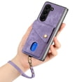 thumbnail image 6 of Nalacover for Samsung Z Fold 5, Slim Case Wallet with Credit Card Holder, Back Flip Premium Leather Magnetic Clasp Kickstand Wirst Hand Strap Shockproof Cover for Samsung Galaxy Z Fold 5, Purple, 6 of 11