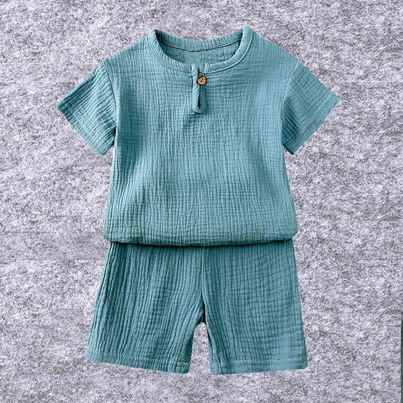 YUTK Girls Womens Pajamas,Spring and Summer Toddler Kids Baby Girls Boys Solid Short Sleeved Fashion Rompers Blue