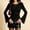 Black, variant on Trend Women's Polka Dot Top Slim Fit Long Sleeve Round Neck Ruched Flare Sleeve Asymmetrical Scallop Hem Casual Cute for Dinner Parties