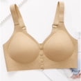 thumbnail image 4 of Smsaxvxz Plus Size Wireless Bras for Women Comfortable Adjustable Straps Push Up Support Front Closure Bra Khaki, 4 of 7
