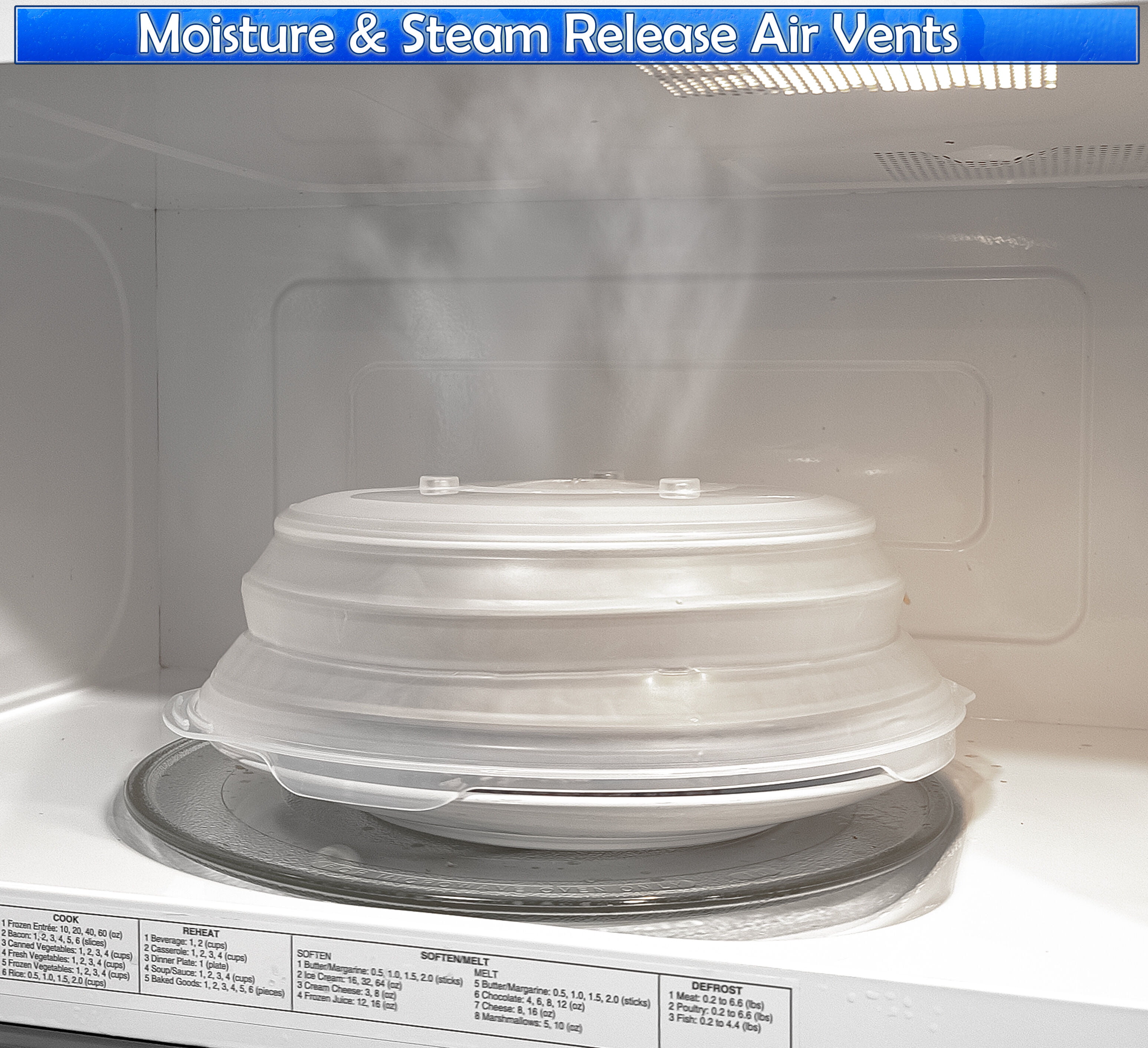2 Microwave Hovering Anti Splattering Magnetic Food Lid Cover Guard - Microwave  Splatter Lid with Steam Vents & Microwave Safe Magnets - Dishwasher Safe &  Sticks To The Top Of Your Microwave 
