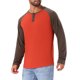 thumbnail image 5 of Camisetas de manga larga Raglan para hombres INSPIRE CHIC, estilo casual, tipo Henley, 2XL, rojas, 5 of 6