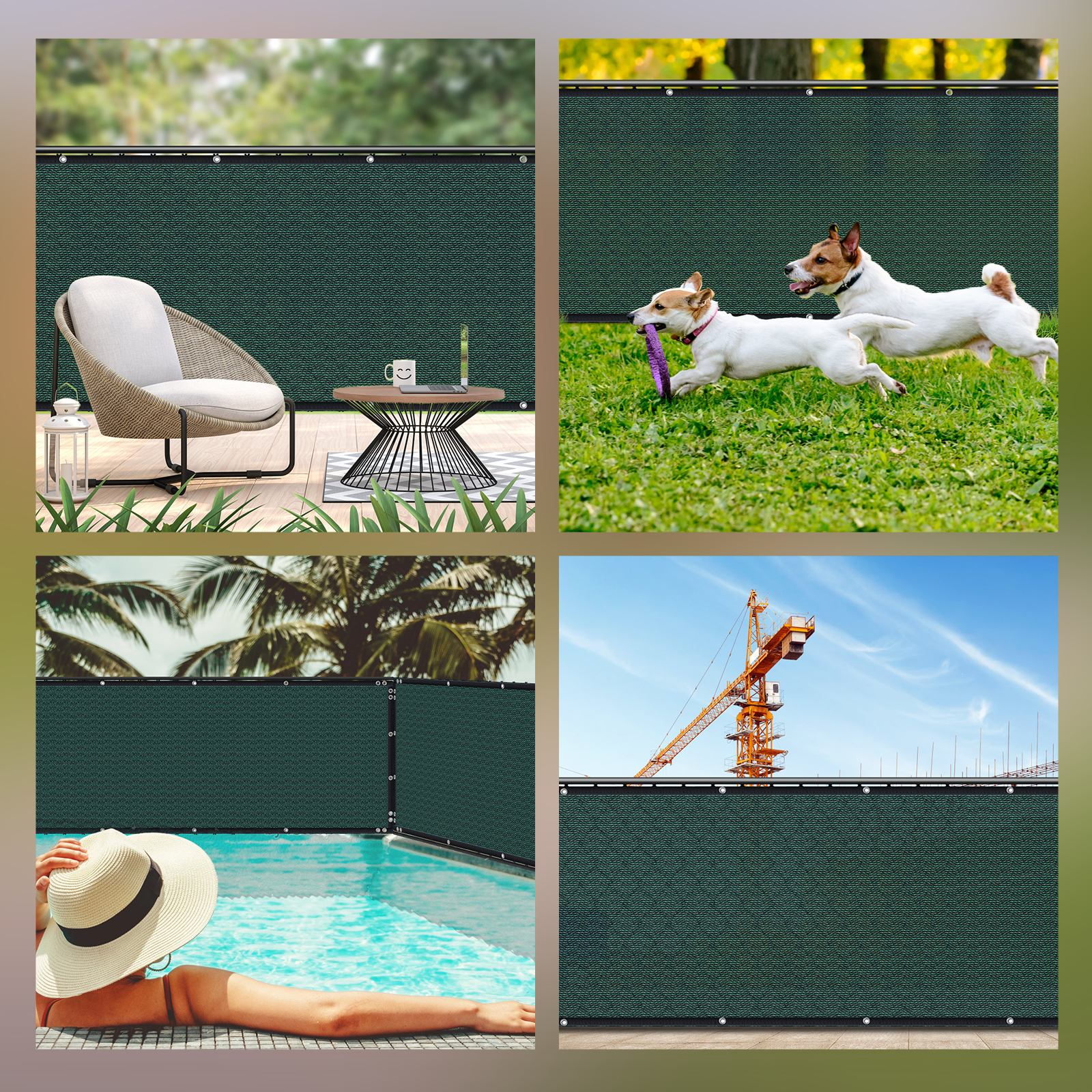 Privacy Fence Screen Outdoor Balcony Shade Cloth with 90% Shade Rating, Green 6'x50'