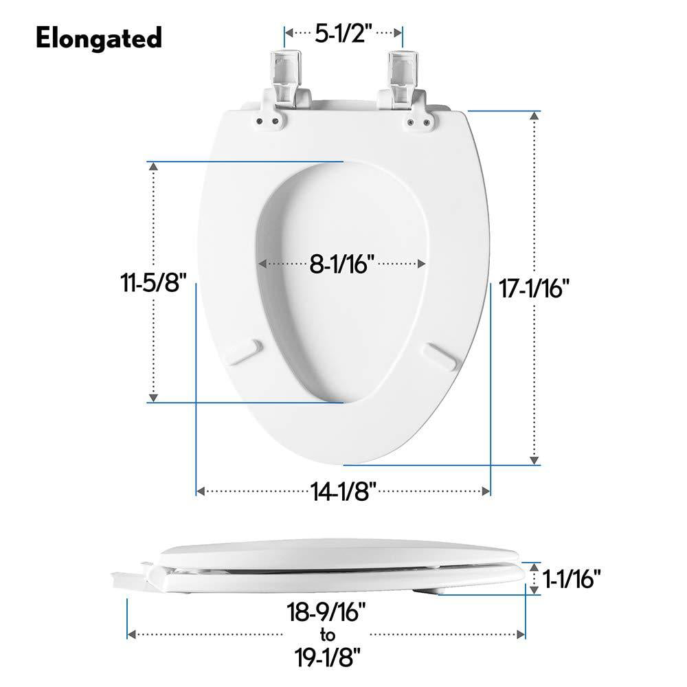 Premium Hinge 1 Pack Elongated Bone Removable Enameled Wood Toilet Seat that will Never Loosen Mayfair 1847SLOW 006 Kendall Slow-Close