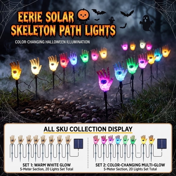 Solar Powered Outdoor Decor, Halloween Decorations Outdoor Skeleton, Halloween Lawn Decorations, Solar Halloween Lights Outdoor, Life Size Eyeball Inlaid Skeleton Hand Yard