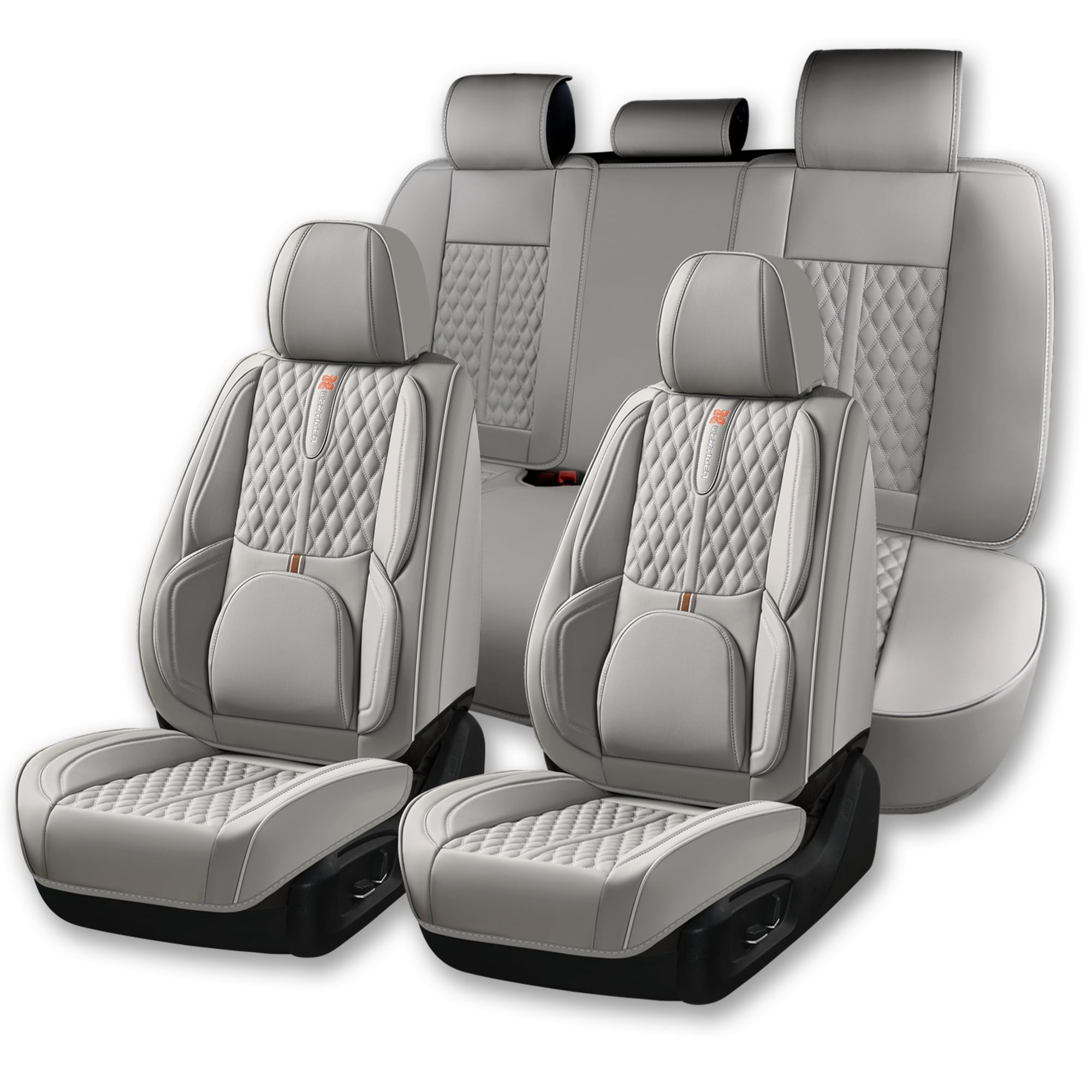 Fit for Toyota Camry 2009, Middle Gray Car Seat Covers, Premium Leather 5 Piece Full Set With Lumbar Support Beautify Interior, Beautify the Interior of Old Cars
