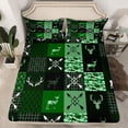 thumbnail image 2 of jejeloiu Rustic Camo Queen Sheet Sets,Jungle Deer Skull Flat Sheet,Green Black Queen Fitted Sheet For Boys Kids,Microfiber Bedroom Decor,4-Piece, 2 of 7