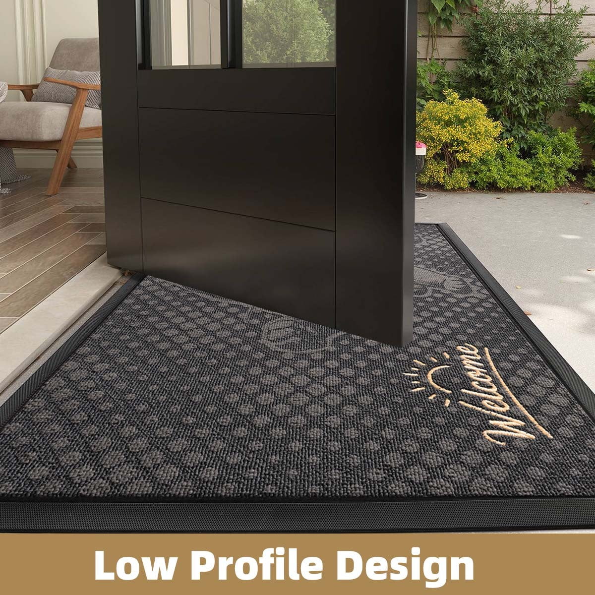 PABUBE Outdoor Doormat, British Shorthair Welcome Mat, Heavy Duty Durable Doormat Outdoor Entrance, Non-Slip Dirt & Mud Trapper Outdoor Mat for Front Doors