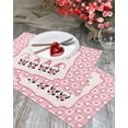 thumbnail image 3 of Valentines Placemats Gnomes with Love Valentines Day Place Mats for Dining Room Rose Floral Pink Buffalo Check Plaid Washable Table Mats for Kitchen Dining Decorations Set of 6, 3 of 5