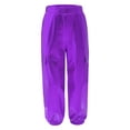 thumbnail image 3 of CHICTRY Shiny Holographic Cargo Pants Girls Boys Jazz Hip-Hop Street Dance Wear Trousers with Pockets Purple 12, 3 of 5