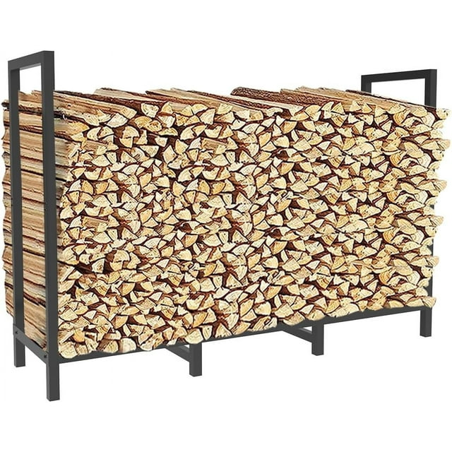ft Outdoor Firewood Rack Holder with Support Legs for Fire Wood Pile Storage Adjustable Heavy Duty Log Stacker Stand Organizer