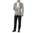 thumbnail image 3 of Unique Bargains Men's Leopard Animal Print Notched Lapel Slim Fit Blazer M White Black, 3 of 7