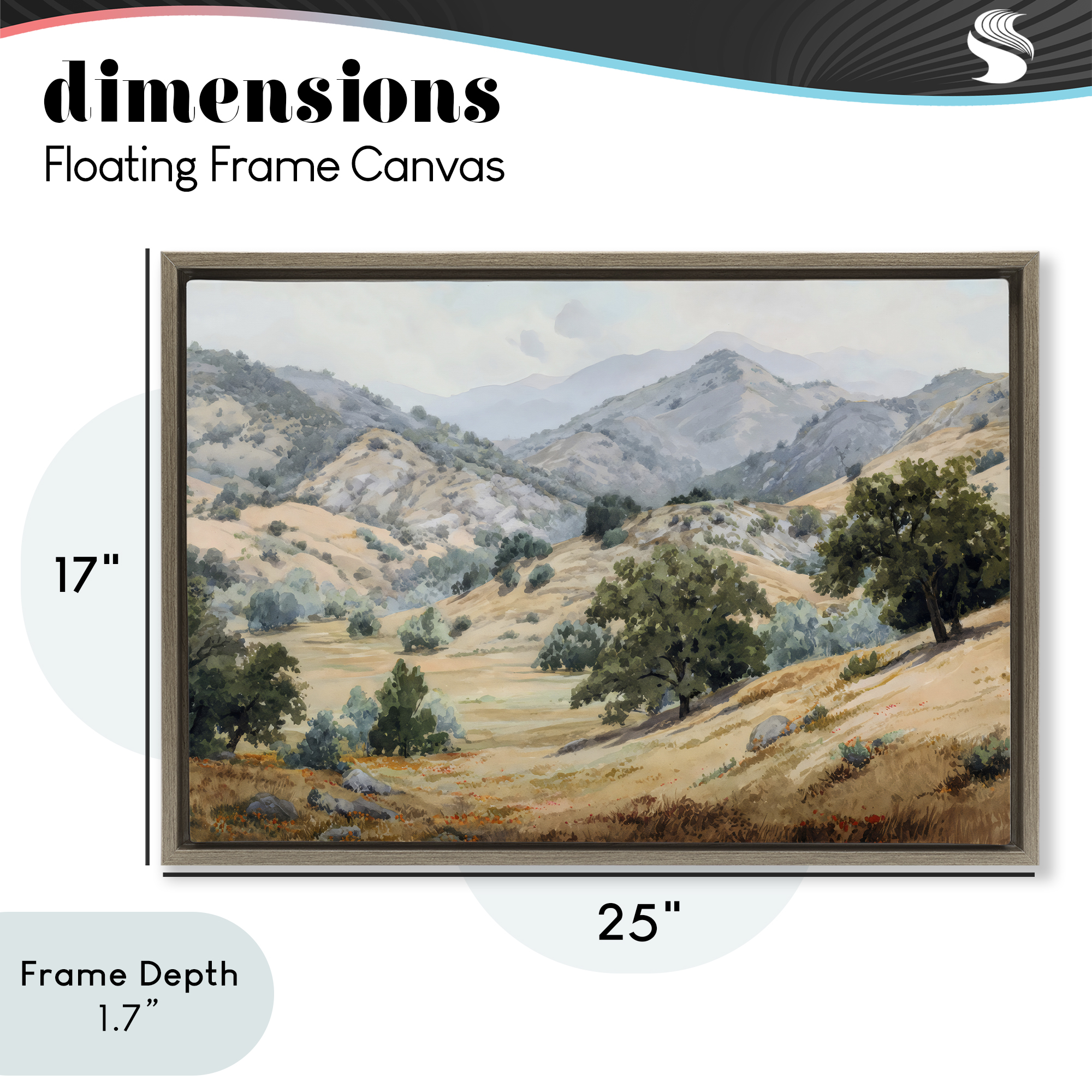 Stupell Industries Mountains and Trees Valley View Brown Framed Floater Canvas Wall Art, design by Petal Prints Design