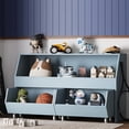 thumbnail image 2 of New Toy Storage Organizer with Wheels- 2 Ties Cube  Bookshelf  with Drawers Toy Organizer Bookshelf  for Nursery, Playroom, Bedroom, 2 of 8