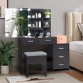 thumbnail image 1 of Ktaxon Lighted Makeup Vanity Table Set, Dressing Table with Sliding Mirror, Vanity Desk , Black, 1 of 10