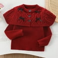 thumbnail image 2 of Lorytime Kids Girls Sweaters with Bows Cape Collar Cute Pullover Button Crewneck Long Sleeve Tops Soild Knitwear 3 Years, 2 of 6