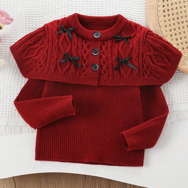 Suéter de cuello redondo, moderno y versátil, de punto con cuello chal y manga larga, para niñas de 3 a 9 años. Chaqueta tipo cárdigan infantil.
