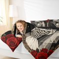 thumbnail image 3 of Homewish Antique Skeleton Couple Queen Comforter Set for Adults, Red Rose Wedding Gothic Art Comforter Sets Queen, Black Reversible, 3 Pieces, 1 Comforter and 2 Pillowcases, 3 of 6