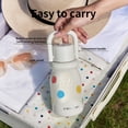 thumbnail image 2 of HOLOHOLO Small Thermal Insulated Tumbler with Carry Handle 316 Stainless Steel Water Bottle for Hot and Cold Beverages White with dots, 2 of 6