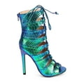 thumbnail image 2 of Liliana DF62 Women Hologram Snakeskin Peep Toe Gilly Tie Gladiator Bootie, 2 of 6