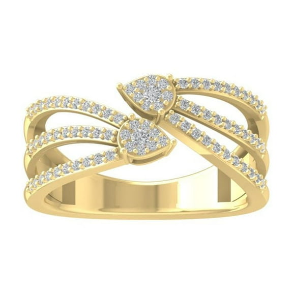 ARAIYA FINE JEWELRY 10K Yellow Gold Lab-Grown Diamond Engagement Ring (1/3 cttw Round-shape Lab-Grown Diamonds (D-F Color, VS Clarity) Size 7